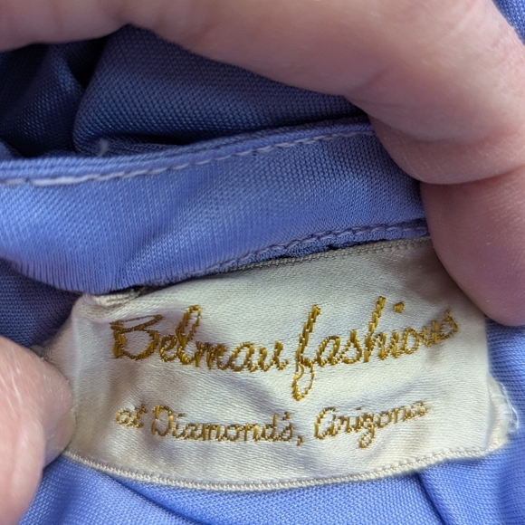 Vintage Joan Leslie Lavender Midi Dress Cap Sleeve Cinched Waist Retro 80s - Picture 7 of 14